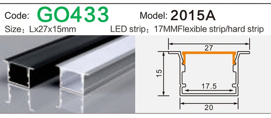 Alluminu 2015A LED Aluminum Profile 27x15mm