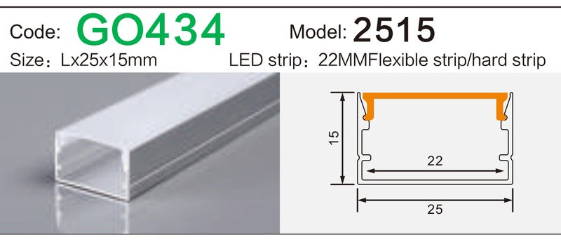 Alluminu 2515 LED Aluminum Profile 25x15mm