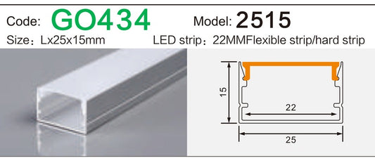 Alluminu 2515 LED Aluminum Profile 25x15mm