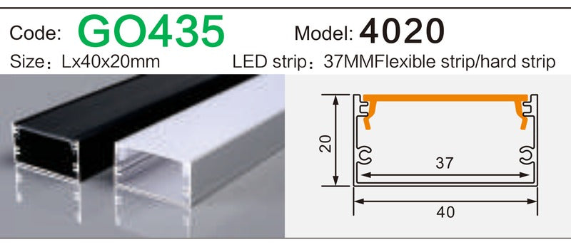 Alluminu 4020 LED Aluminum Profile 40x20mm
