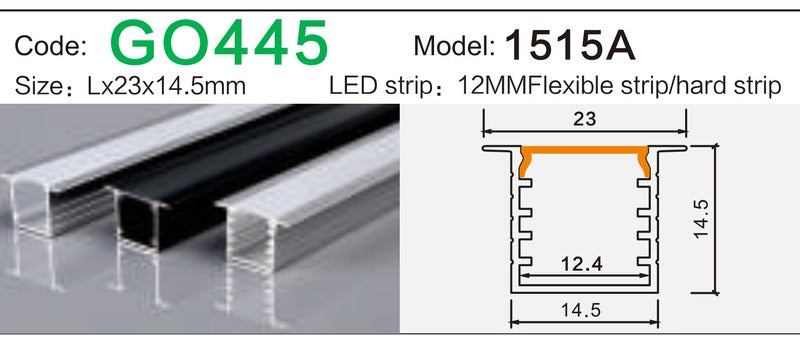 Alluminu 1515A LED Aluminum Profile 23x14.5mm
