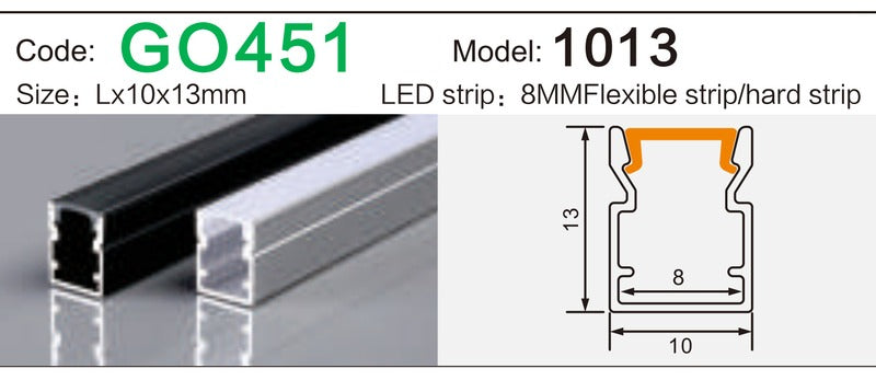 Alluminu 1013 LED Aluminum Profile 10x13mm