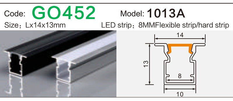 Alluminu 1013A LED Aluminum Profile 14x13mm
