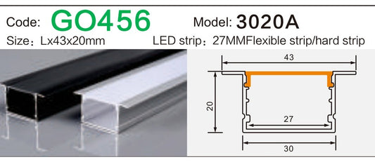 Alluminu 3020A LED Aluminum Profile 43x20mm