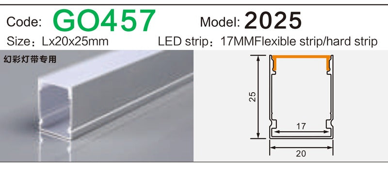 Alluminu 2025 LED Aluminum Profile 20x25mm