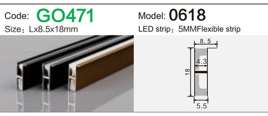Alluminu 0618 LED Aluminum Profile 8.5x18mm