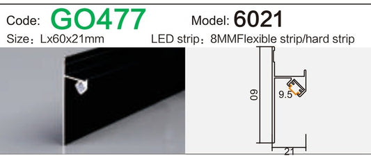 Alluminu 6021 LED Aluminum Profile 60x21mm