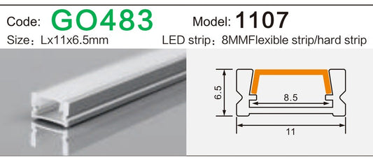Alluminu 1107 LED Aluminum Profile 11x6.5mm