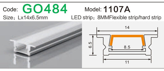 Alluminu 1107A LED Aluminum Profile 14x6.5mm