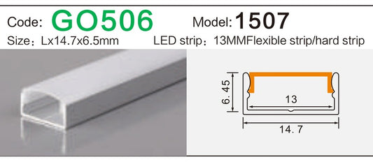 Alluminu 1507 LED Aluminum Profile 14.7x6.5mm