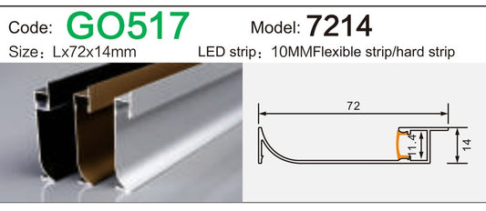 Alluminu 7214 LED Aluminum Profile 72x14mm