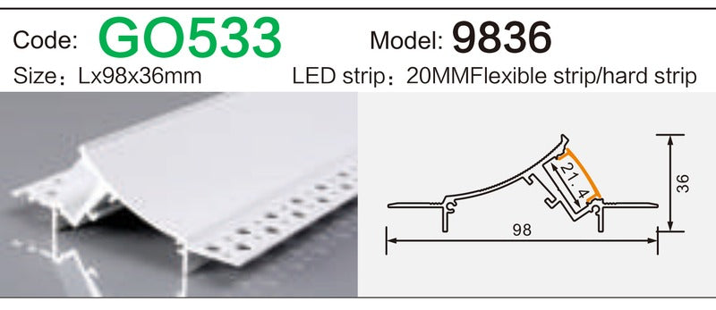 Alluminu 9836 LED Aluminum Profile 98x36mm