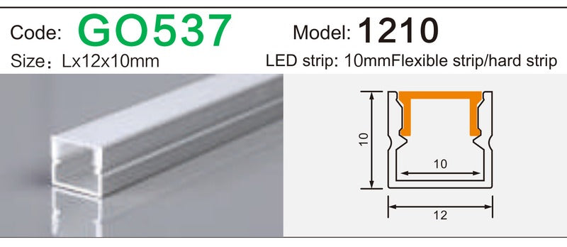 Alluminu 1210 LED Aluminum Profile 12x10mm