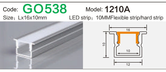 Alluminu 1210A LED Aluminum Profile 16x10mm