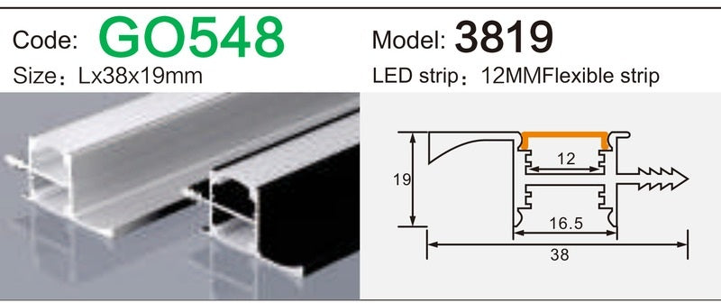 Alluminu 3819 LED Aluminum Profile 38x19mm