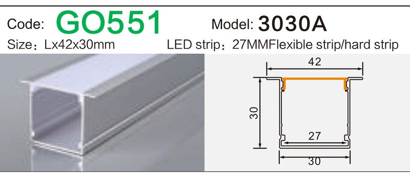 Alluminu 3030A LED Aluminum Profile 42x30mm