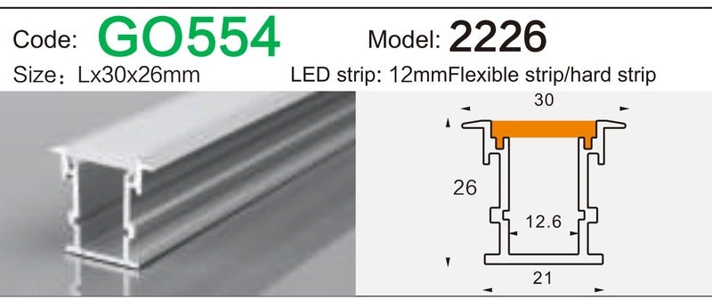 Alluminu 2226 LED Aluminum Profile 30x26mm