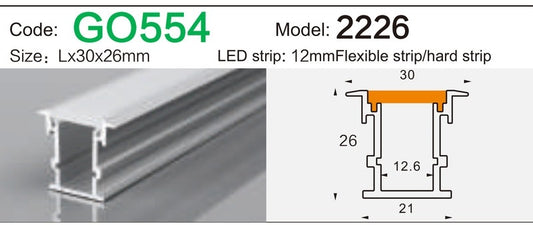 Alluminu 2226 LED Aluminum Profile 30x26mm
