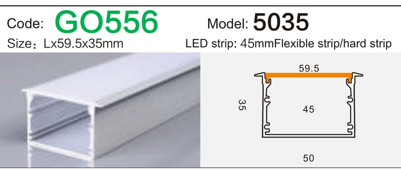 Alluminu 5035 LED Aluminum Profile 59.5x35mm