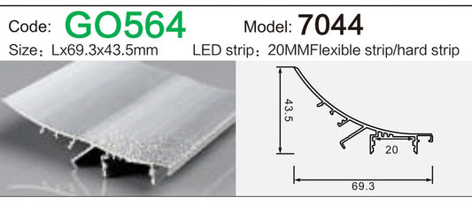 Alluminu 7044 LED Aluminum Profile 69.3x43.5mm
