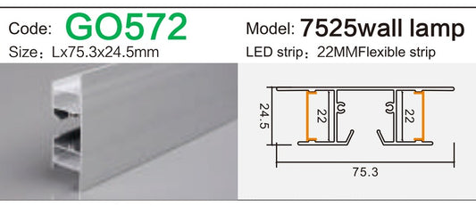 Alluminu 7525 wall lamp LED Aluminum Profile 75.3x24.5mm
