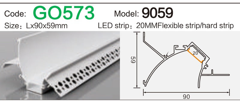 Alluminu 9059 LED Aluminum Profile 90x59mm