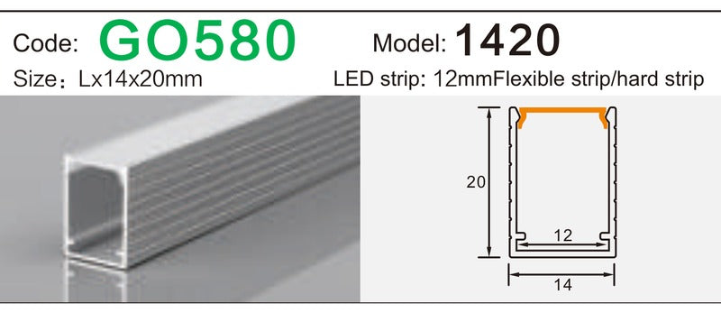 Alluminu 1420 LED Aluminum Profile 14x20mm