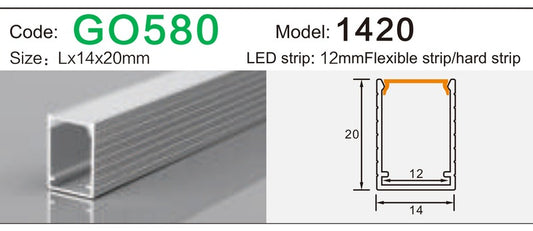Alluminu 1420 LED Aluminum Profile 14x20mm