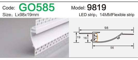 Alluminu 9819 LED Aluminum Profile 98x19mm