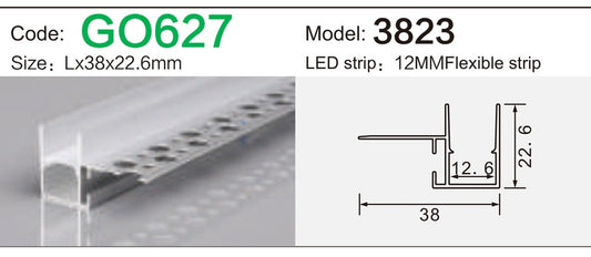 Alluminu 3823 LED Aluminum Profile 38x22.6mm
