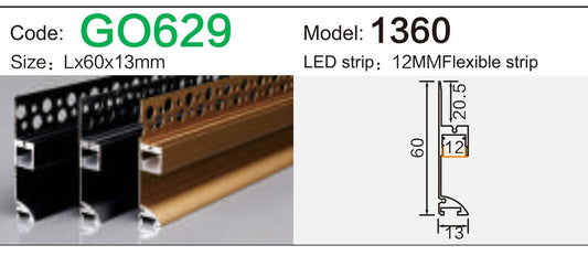 Alluminu 1360 LED Aluminum Profile 60x13mm