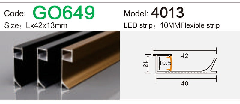 Alluminu 4013 LED Aluminum Profile 42x13mm