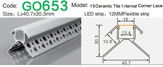 Alluminu 15 Ceramic Tile Internal Corner Lace 47x26mm