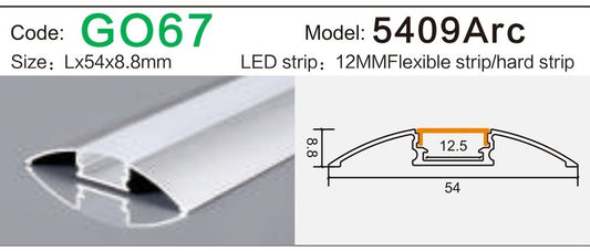 Alluminu 5409Arc LED Aluminum Profile 54x8.8mm