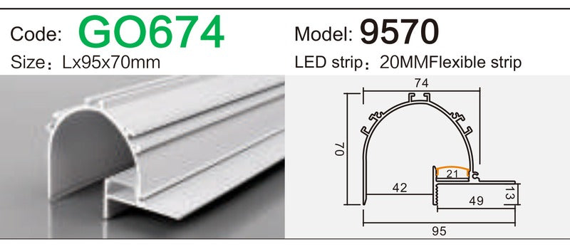 Alluminu 9570 LED Aluminum Profile 95x70mm