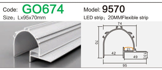 Alluminu 9570 LED Aluminum Profile 95x70mm