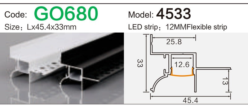 Alluminu 4533 LED Aluminum Profile 45.4x33mm