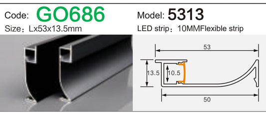 Alluminu 5313 LED Aluminum Profile 53x13.5mm