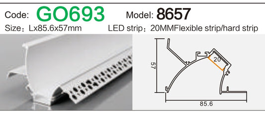 Alluminu 8657 LED Aluminum Profile 85.6x57mm