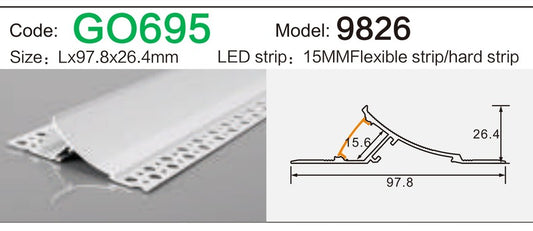Alluminu 9826 LED Aluminum Profile 97.8x26.4mm