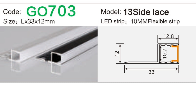 Alluminu 13 Side lace 33x12mm