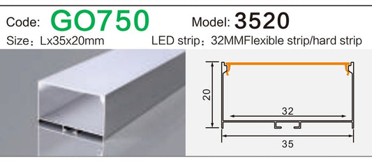 Alluminu 3520 LED Aluminum Profile 35x20mm