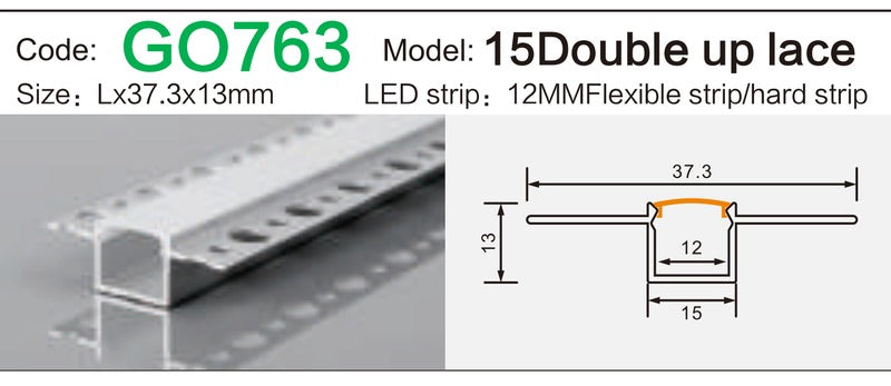 Alluminu 15 Double up lace LED Aluminum Profile 37.3x13mm