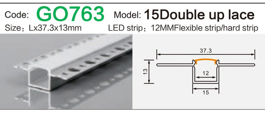 Alluminu 15 Double up lace LED Aluminum Profile 37.3x13mm