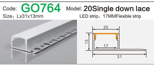 Alluminu 20 Single down lace LED Aluminum Profile 31x13mm