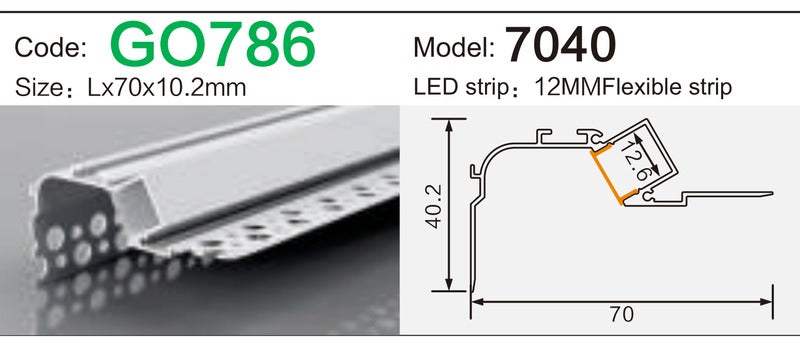 Alluminu 7040 LED Aluminum Profile 70x10.2mm