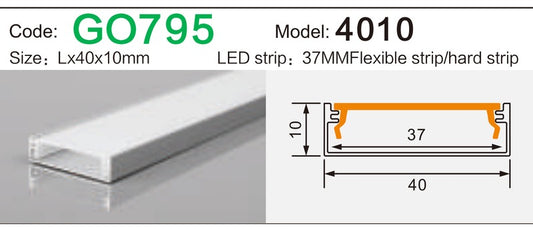 Alluminu 4010 LED Aluminum Profile 40x10mm