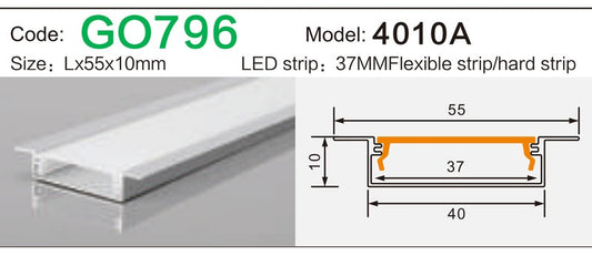 Alluminu 4010A LED Aluminum Profile 55x10mm