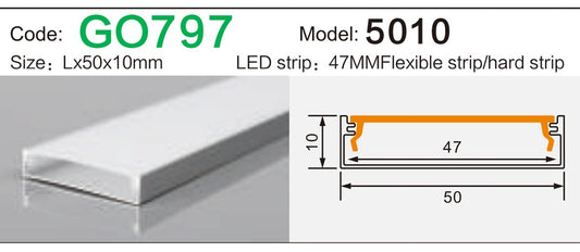 Alluminu 5010 LED Aluminum Profile 50x10mm
