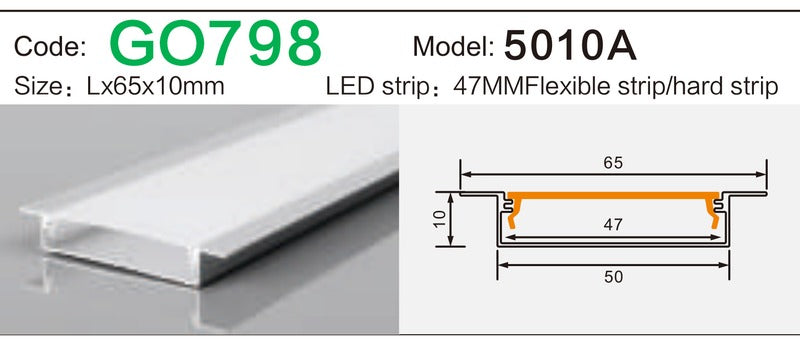 Alluminu 5010A LED Aluminum Profile 65x10mm
